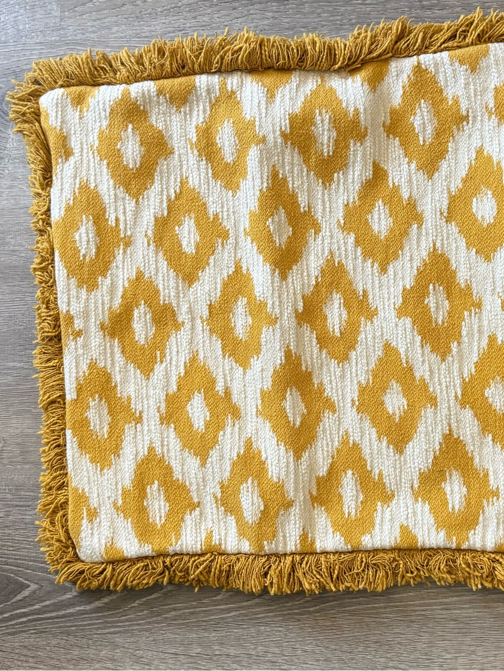 H&M Mustard Yellow and Cream Diamond Fringe Accent Pillow Cover